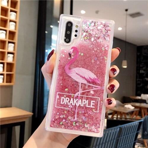 Case for samsung galaxy S10 5G lite S10E S9 PLUS S8 A10S A20S A20E A30 A40 A50 A60 A70 A9 A8 A6 Flamingo Glitter Quicksand cover