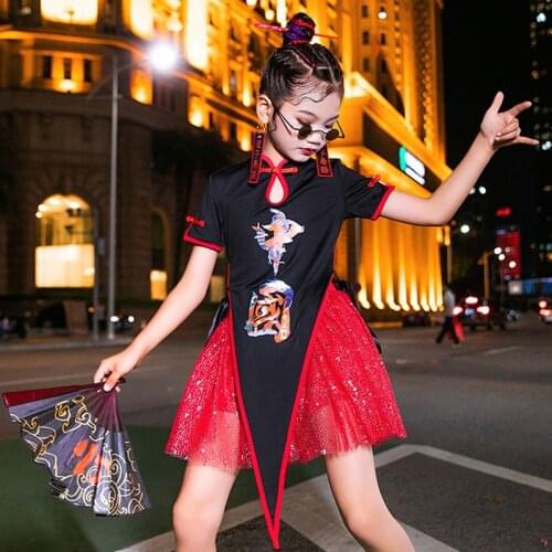 Kids Jazz Dancing Performance Costume Suit Girls Catwalk Show Stage Outfits Hip Hop Street Dance Clothing Dancewear Set YS1873