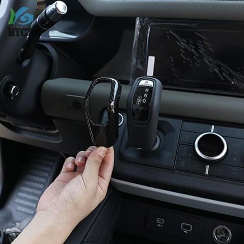 For Land Rover Defender 110 130 2021 ABS Carbon Fiber Texture/Silver Car Gear Shift Head Cover Trim Stickers Car Accessories