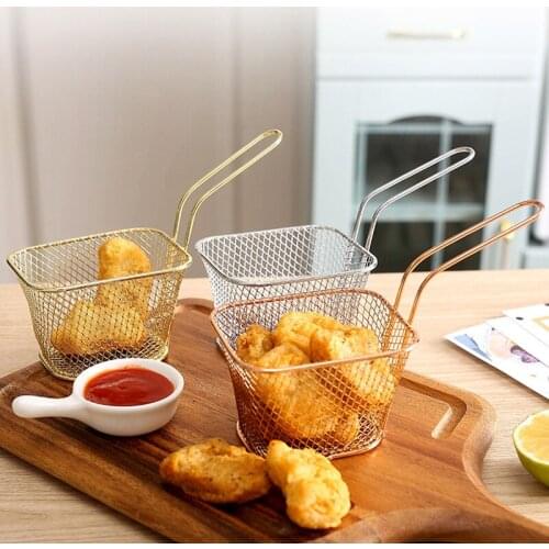 Colander Tool French Fries Basket Mini Frying Basket Mesh Kitchen Strainer Basket Oil Strainer Stainless Steel Chef Fry Basket