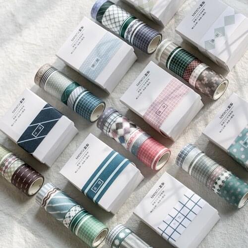 Stationery Freshness Student Color Lattice Washi Tape Set Stencils For Diy Scrapbooking Decorative Paper