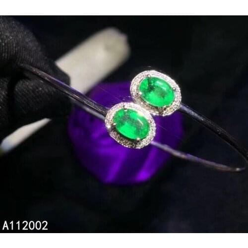 KJJEAXCMY fine jewelry natural Emerald 925 sterling silver new women hand bracelet wristband support test exquisite