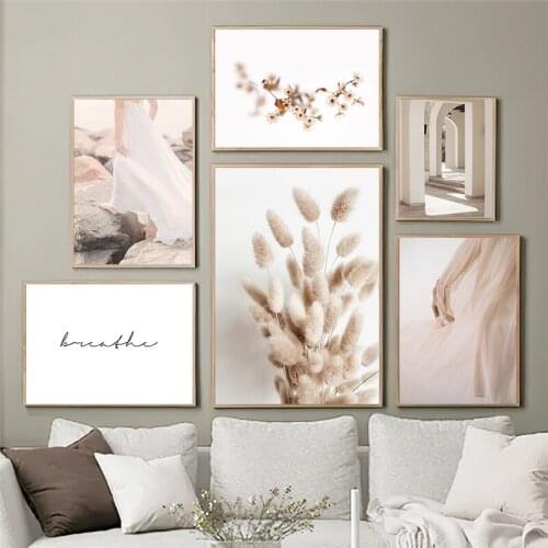 Bunny Tail Grass Reed Girl Reef Nature Landscape Wall Art Canvas Painting Posters And Prints Wall Pictures For Living Room Decor