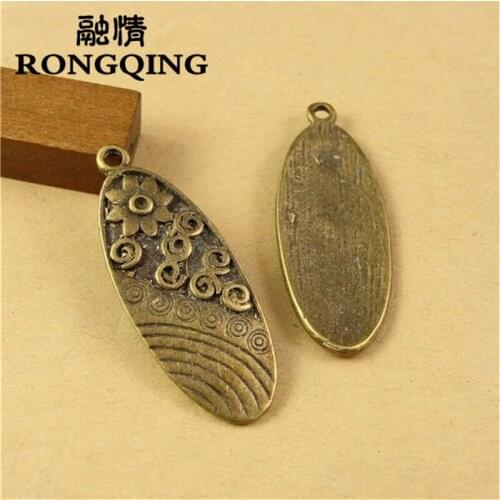RONGQING 15*40MM Oval Flower Pendant Bedeltjes 40pcs/lot Jewelry Components Komponenty