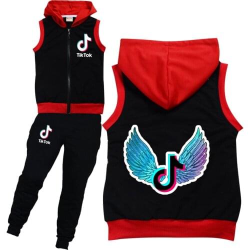 TIK TOK Spring Autumn Girls Boys Clothing Sets Kids Hooded Jacket Coats+Pants 2Pcs Suits Children Clothes