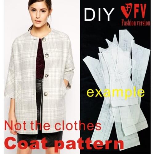 Trendy Womens Korean Straight Coat 1:1 Real Pattern Sewing Drawing BFY-115