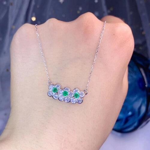 Fashion green Emerald gemstone pendant for necklace with silver ornament gift style