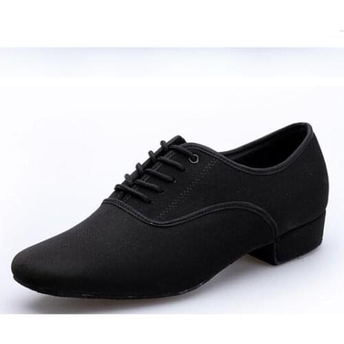 Men Standard Dance Shoes Ballroom Shoe Black Canvas Professional Practice Competition Men Modern Dancing Shoe DanceSport