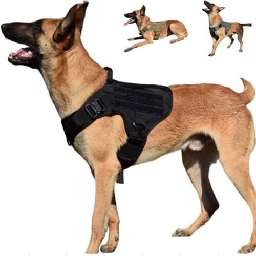 MXSLEUT Tactical Dog vest with 2 Metal Buckle,k9 Working Dog MOLLE Vest with Handle,No Pulling Front Leash Clip,Hook Loop front