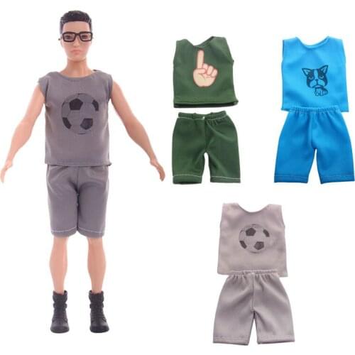 Doll Clothes Fashion Casual Football and dog pattern summer suit For Ken Doll Accessories Gift Accessories for Doll