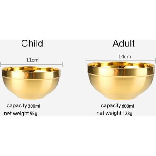 304 Stainless Steel Gold Bowl Thickened Double Layer Heat Insulation Kitchen Cooking Tools SCIE999