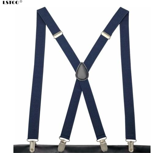 40 Colors Men Suspenders 2.5cm Wide Leather Cross 4 clips Women suspender High Elastic Adujustable Adult tirantas hombre Braces