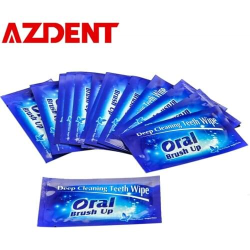 AZDENT 20 Pcs Teeth Whitening Strips Wipes Advanced Oral Tooth Brush Up Deep Cleaning for Fresh Breath