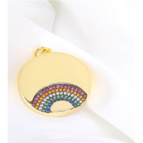 Rainbow Necklace Women Making Accessories Bracelet Supplies For DIY Christmas Birthday Gift New Gold Color Coin Pendants Charms