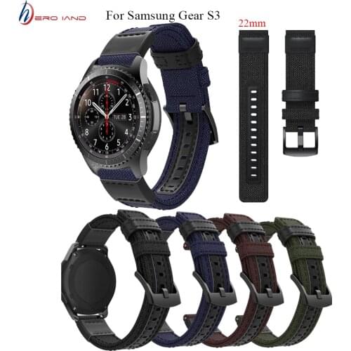 Genuine Nylon + Calf Leather Watchband for Samsung Galaxy Watch 46mm Gear S3 Quick Release Band Canvas Strap Wrist Belt Bracelet