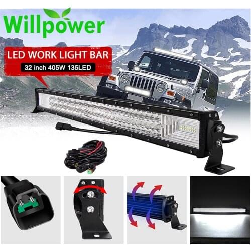 Willpower 32" inch Offroad Led Bar 405W 7D Tri row LED Work Driving Light Bar DT connector Auto Truck 4x4 SUV ATV Boat 12V 24V