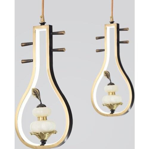 Style full copper light luxury wall lamp ceramic zen bedside lamp led Chinese wind guest bedroom restaurant droplight