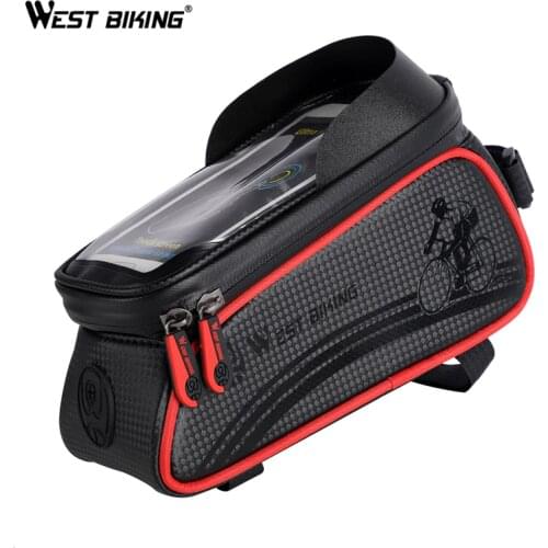 WEST BIKING Waterproof Cycling Bags Handlebar MTB Bicycle Panniers Front Frame Touch Screen Mobile Phone Accessories Bike Basket