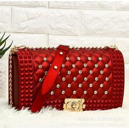 Bags 2021new summer jelly bag spoof small fragrance diamond diagonal bag trendy plaid female mid-bag
