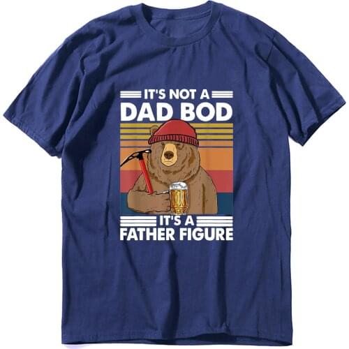 JKLPOLQ Funny Mens T-Shirt Its Not a Dad Bod Its a Father Figure Fathers Day Gifts Bear Beer Drinking Casual Cotton Tee