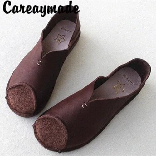 Careaymade-Full Leather Handmade Womens Shoes Breathable Comfortable Soft Japanese Soft Bottom Anti-skid Single Shoes