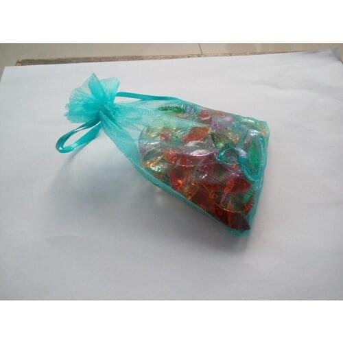 100pcs 10*15 Lake Blue gift bags for jewelry/wedding/christmas/birthday Organza Bags with handles Packaging Yarn bag