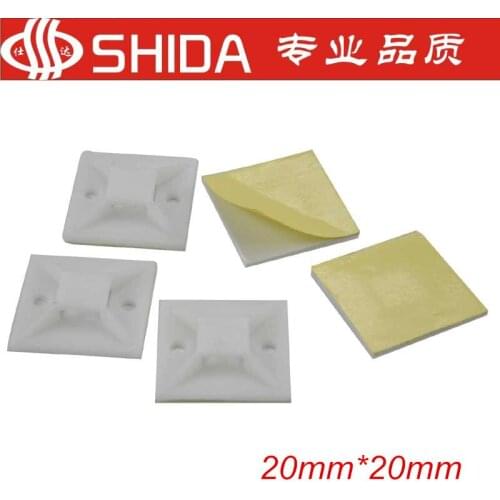 100pcs 20*20mm White and Black Self Adhesive Cable Tie Mounting Base Clamp Cable Drop Wire Holder Wall Mounted Clip