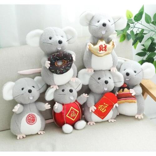 2020 Mouse Year Lantern Cake Mascot Rat Plush Stuffed Doll Kids Toy Sofa Decor