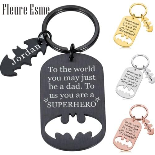 Fathers Day Keychain Gifts Personalized Name Key Chain for Dad Birthday Gift Keychains for Daddy Step Dad From Daughter Son
