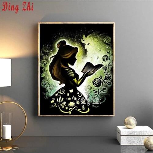 Read Dream Book Cartoon Princess Girl DIY Diamond Painting Needlework Diamond Embroidery Mosaic Home Decor Handmade Pictures