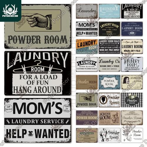Putuo Decor Room Sign Funny Metal Sign Vintage Tin Sign Laundry Room Toilet Powder Room Sign for Home Toilte Man Cave Wall Decor