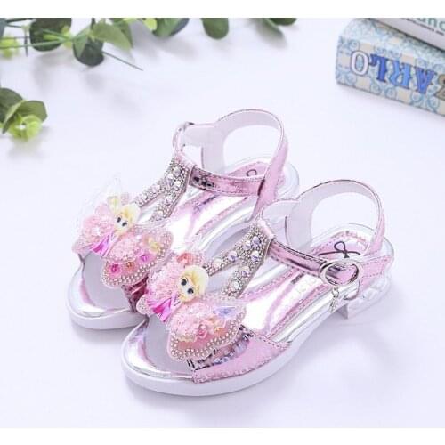 Disney childrens princess sandals fashion girls student dance sandals frozen girls bow cartoon princess sandals