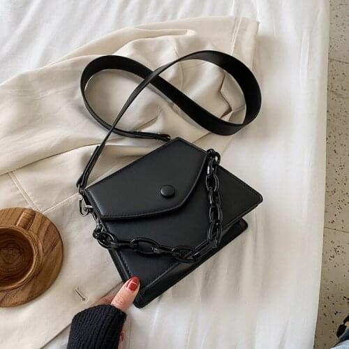 Thick Chain Design Small PU Leather Crossbody Bags For Women 2021 Female Shoulder Simple Bag Ladies Handbags