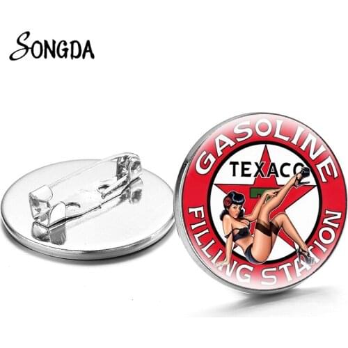 Sexy Girl Knucklehead Motorcycles RT66 Brooches Round Badge Backpack Clothes Metal Lapel Pin Brooch Charm Jewelry Accessories