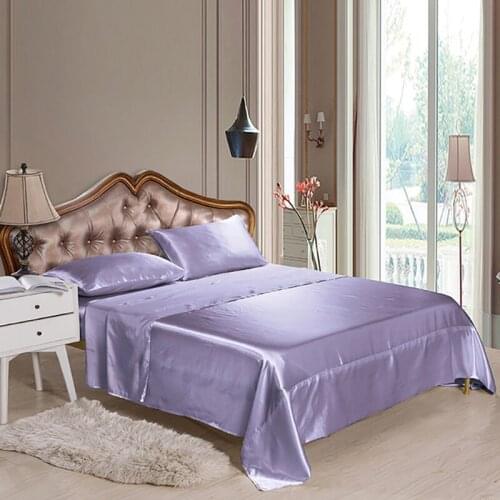 7 Color Satin Silk Bedding Set Twin/Queen/King Size Bed Set Bed Home Sheet Clothes Set Textile Pillowcase Flat Bed Sheet Fitted