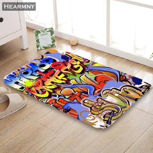 Custom Nice Graffiti Art Doormat Floor/Bath/Kitchen/Beach Mat Flannel Sponge Fabric 3D Printed Shaggy Decoration For Bedroom