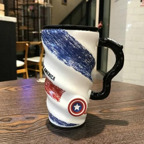Disney Marvel Creative Ceramic Cup Childrens Adult Milk Coffee Tea bottle USA team long Spider-Man Ceramic Water Cup