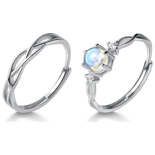 MloveAcc S925 Sterling Silver Dual Style Selection Korean Fashion Finger Ring Open Adjustable for Women Girl Lady Party Gift