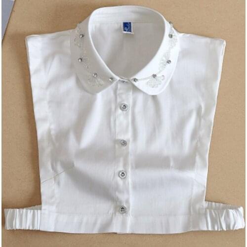 Fashion False flower decoration False Collar Tie Detachable White Shirt Fake Collar Women Solid False Collar Choker Lapel Blouse