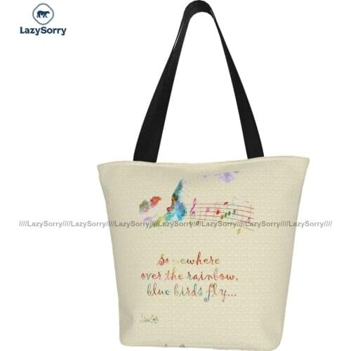 Music Shopping Bag Business Female Handbag Gifts Aesthetic Polyester Bags