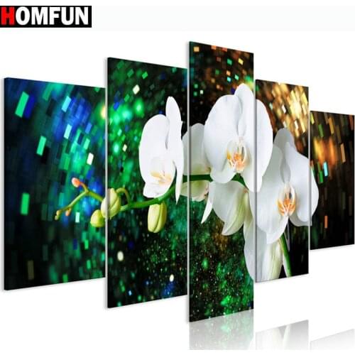 HOMFUN 5pcs Full Square/Round Drill 5D DIY Diamond Painting "flower" Multi-picture Combination Embroidery 5D Decor A14791