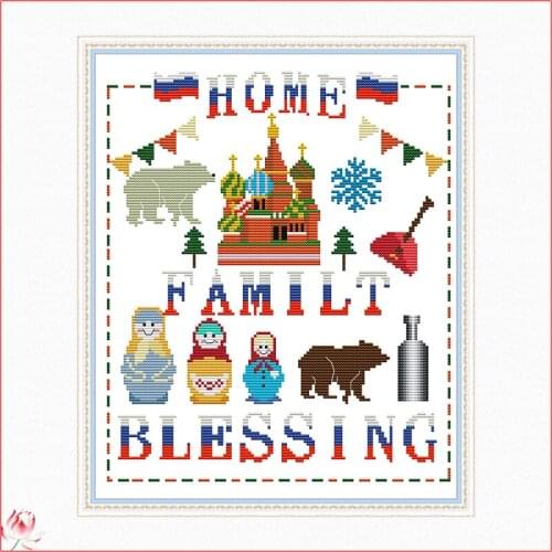 Cross Stitch Kit Embroidery Needlework Bless My Family Patterns Stamped Patterns 11CT 14CT Printed Counted Crafts Deco Sewing