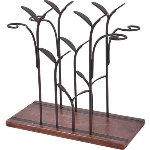 Desktop Wooden Wine Rack, Can Hold 4 Wine Bottles and 4 Cups, Suitable for Home Decoration and Kitchen Storage Rack