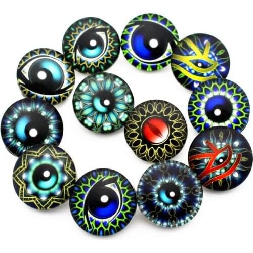 Wholesale 10pcs/lot New Glass Snap Jewelry Mixed Evil Eye Glass Snap Buttons Charms Fit 18mm/20mm DIY Snap Bracelet Bangles