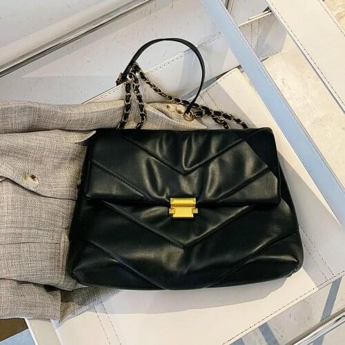 Simple and large capacity PU soft leather handbag Female 2021 new fashion womens designer chain shoulder messenger bag Bolsa