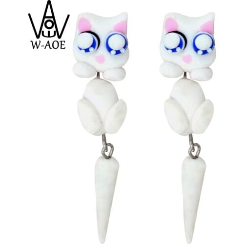 TTPAIAI 30 Brand Handmade Polymer Clay White Cat Stud Earrings Fashion Jewelry Cute Animal Earrings For Women Girl Party Gift