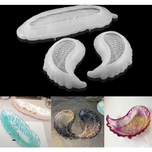 Angel Wing Cake Dish Silicone Mold Large Feather Plate Trinkets Storage Tray Epoxy Resin Mold For DIY Jewelry Making Accessories