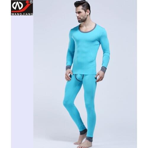 New mens underwear thermal100% cotton fashion navy wide stripe o-neck casual long johns set 5 colors M L XL