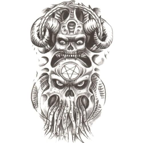 Devil octopus man Temporary Tattoos men Pirates of the Caribbean Waterproof Body Arts Flash Tattoo Fake Tatoo Henna Tattoo