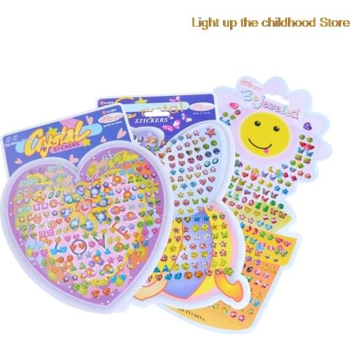 Wonderful Children Boy Girl Stickers Earring Cartoon Reward Crystal Stickers ear Reward stick kindergarten face stickers 1Sheet